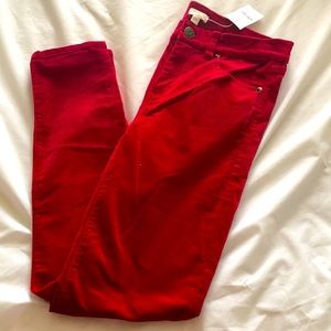 J.Crew Velvet Red Skinny Jeans